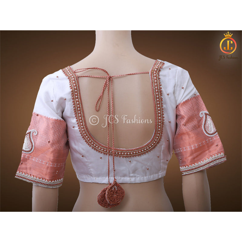 Pure Kanchipuram Silk Saree With Blouse, Copper Zari, Wedding Wear