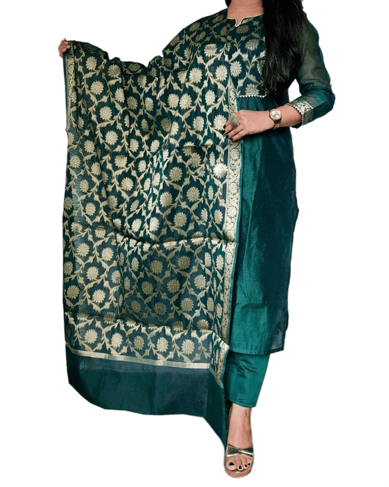 Pure Chanderi Silk Kurta With Banarasi Dupatta And Pant