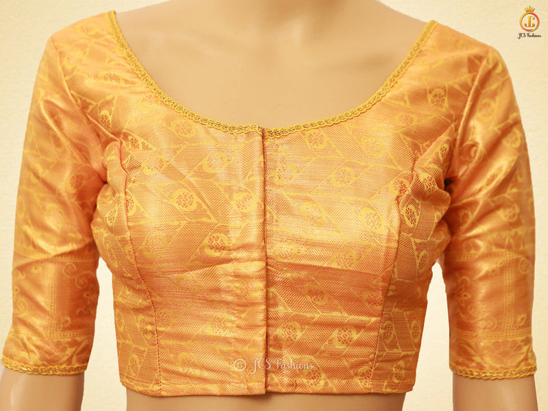 Elegant Indian Traditional Soft Silk Cotton Saree With Brocade Blouse