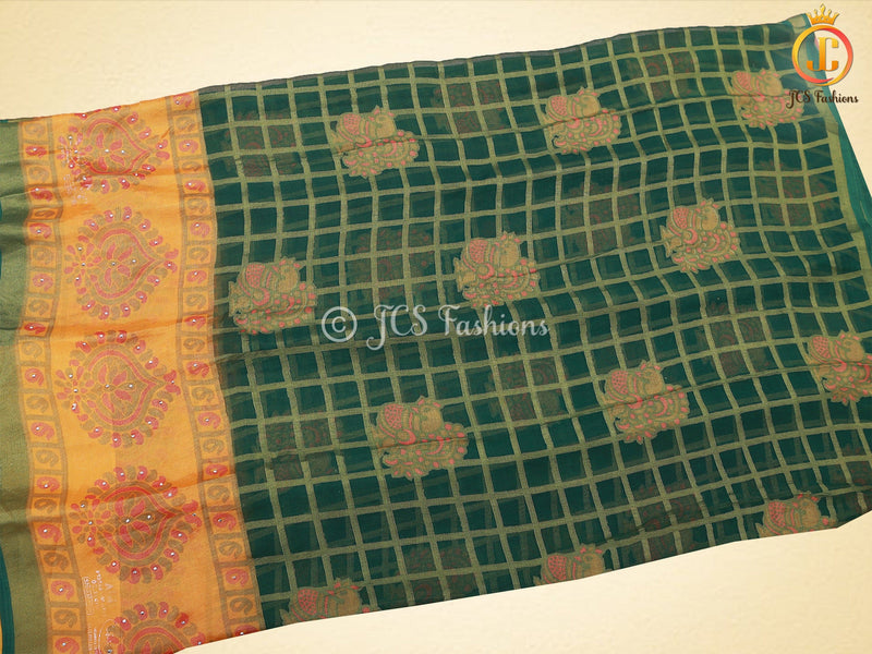 Soft And Light Weight Brasso Saree With Sequence Work And Blouse