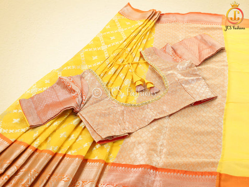 Yellow Color Soft Silk Traditional Saree With Fully stitched Blouse