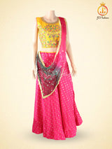 Weaving Zari Buttie Silk Lehenga With Dual Shade Soft Net Dupatta