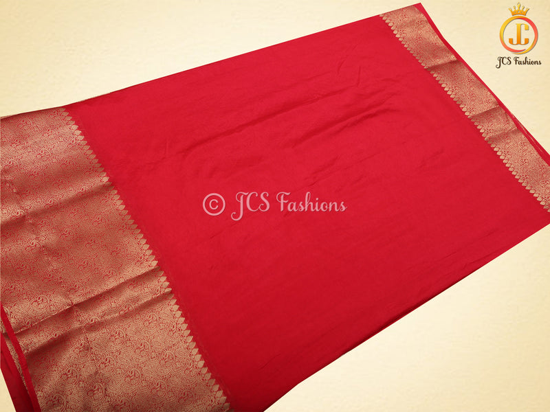 Banarasi Weaving Red Semi Soft Silk Saree With Brocade Blouse