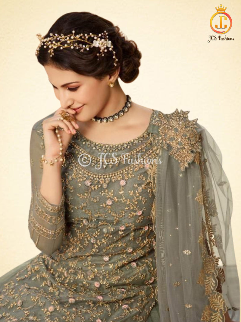 Salwar Kameez With Skirt.Beautiful Designer Party Wear in Pastel Green