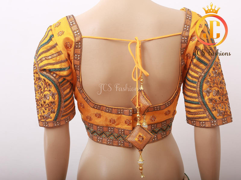 Sabyasachi Style Copper Jari Beautiful Heavy Embroidery Work Blouse - Size 42