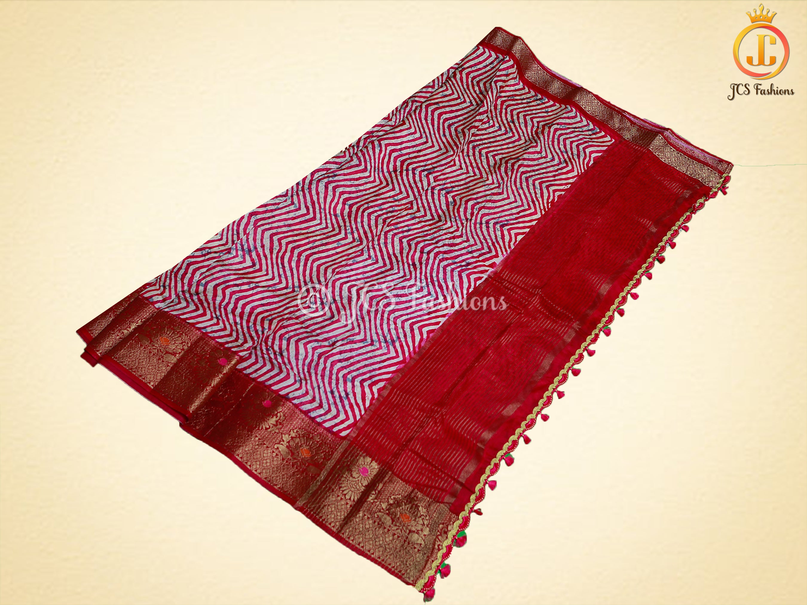 Leheriya Bathik Prints Munga Silk Saree With Blouse SAREE JCS Fashions