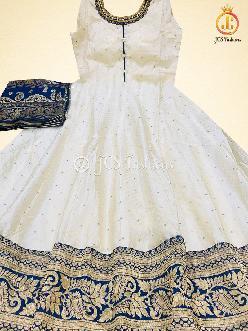 Zari Weaving Indo western Gown With Dupatta