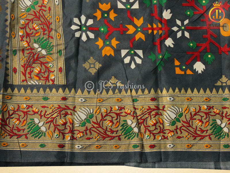 Beautiful Soft Silk Patola Print Saree With Printed Unstitched blouse