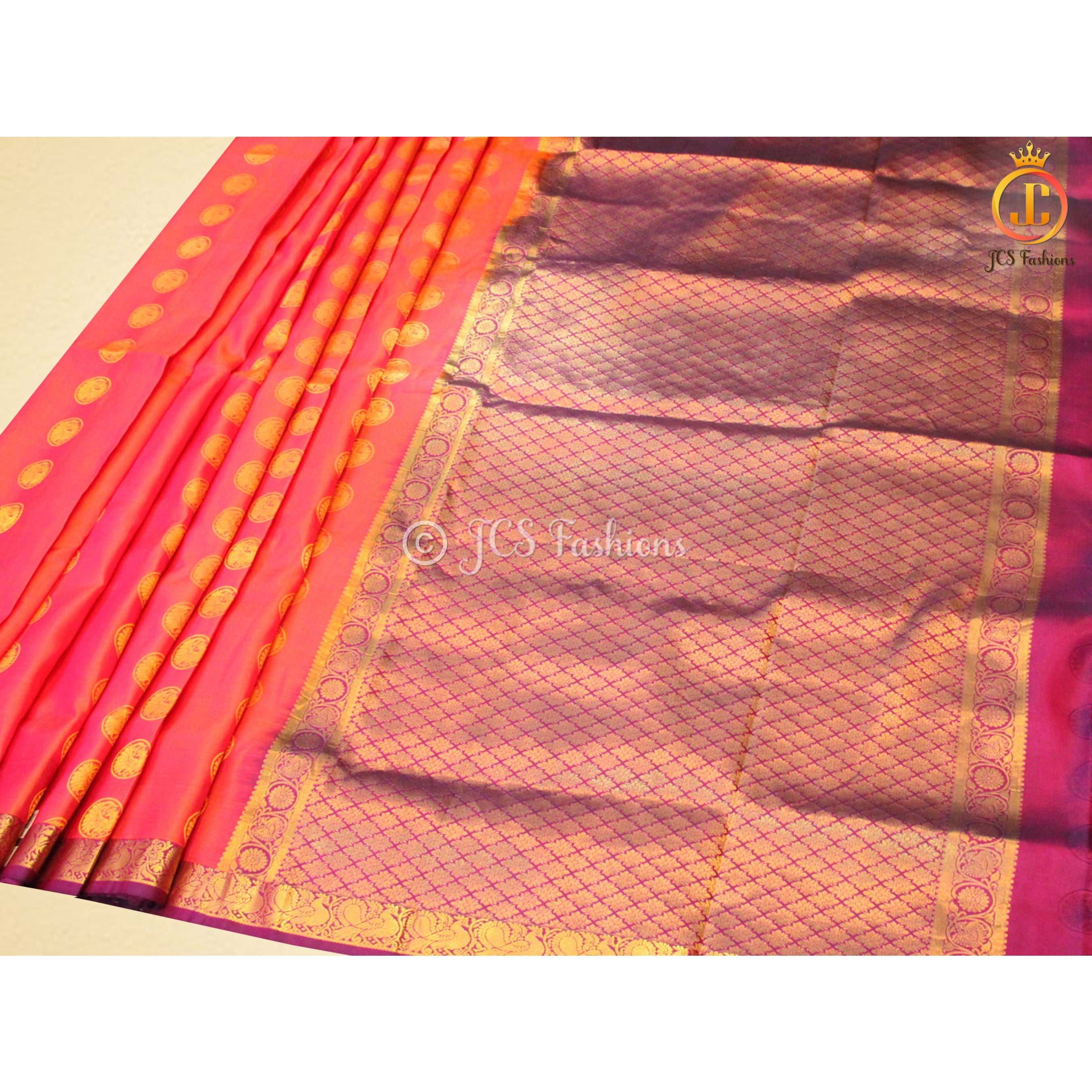 Pure kanchipuram pattu saree, Fully stitched blouse, Ships from USA SAREE JCS Fashions