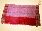 Leheriya Bathik Prints Munga Silk Saree With Blouse