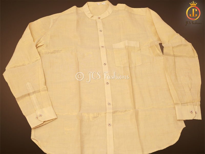 Premium Quality Golden Tissue Suriya Shirt Dhoti Combo
