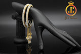 Mild Silver White Colour Stone Bangles With Stone Hanging Balls