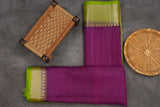 Soft And Lightweight Khadi Kora Saree With Contrast Blouse
