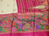 Foil Print Paithani Silk Printed Saree With Contrast Foil Print Blouse