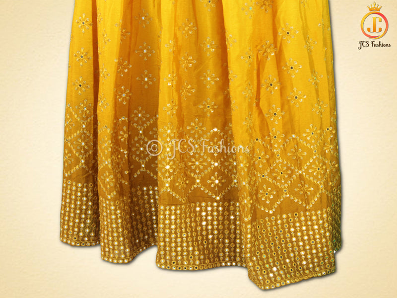 Mirror Work And Crop Top style Silk Lehenga With Net Dupatta