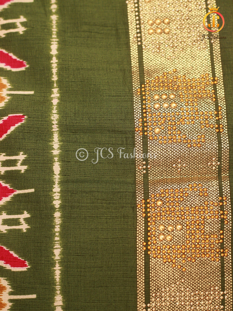 Patola Design Border Banarasi Munga Silk Saree With Blouse