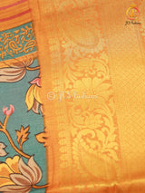 Soft Silk Saree With Blouse, Allover Kalamkari Design.