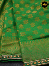 FABULOUS SOFT SILK FABRIC SAREE WITH JARI WEAVING AND CONTRAST BORDER