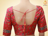 Kalamkari And Floral Design Saree With ready to wear Blouse