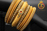 Silk Metal Thread Bangles in Gold Color