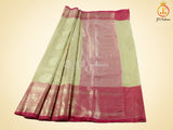 Pure Handloom Banarasi Muslin Silk Saree With fully stitched Blouse