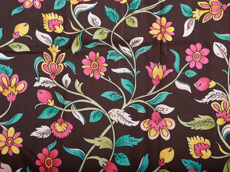 Kalamkari And Floral Design Saree With ready to wear Blouse