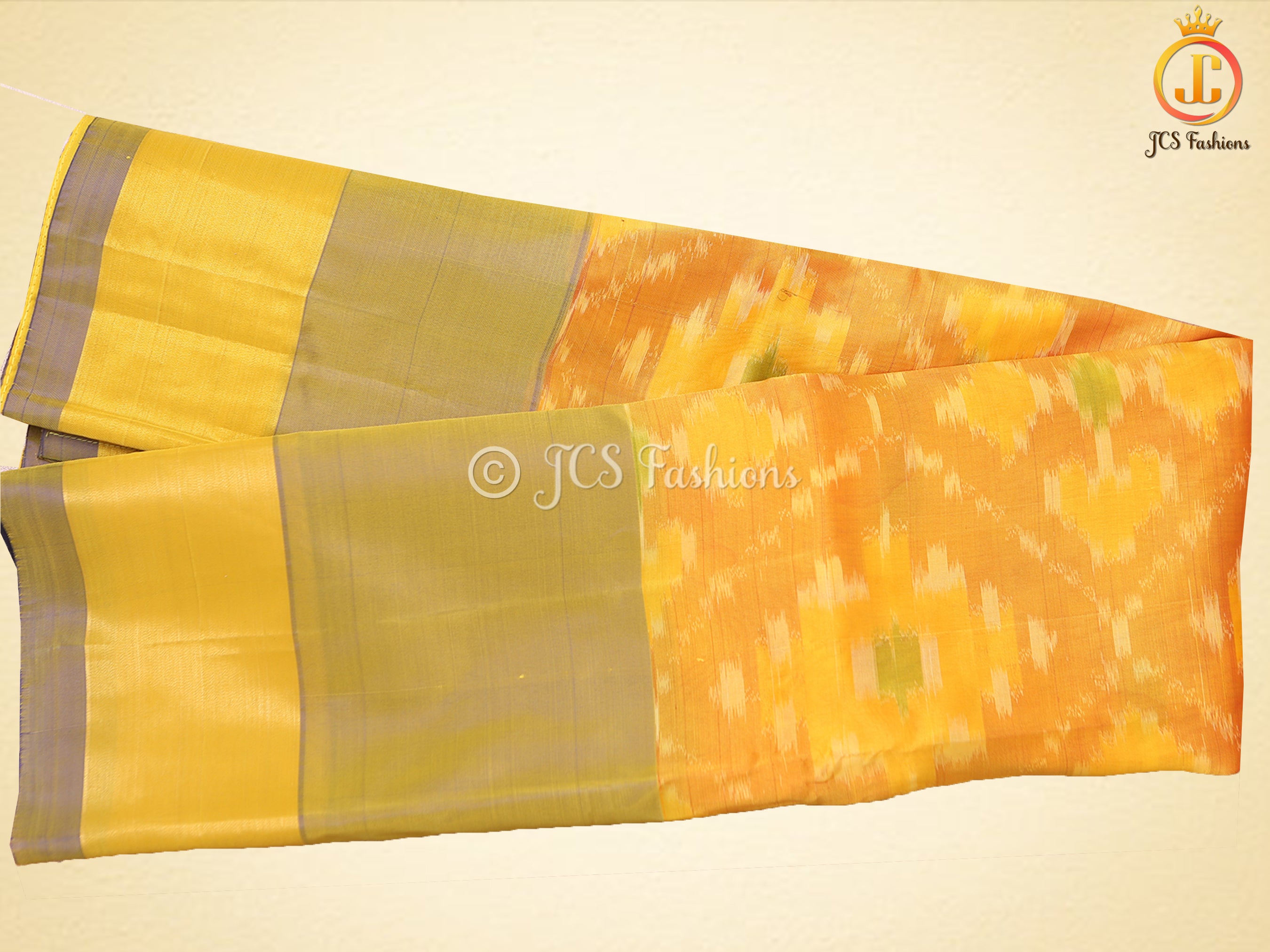 Mustard Yellow Soft Silk Saree With Beautiful Ikkat Designs SAREE JCS Fashions