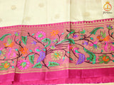 Foil Print Paithani Silk Printed Saree With Contrast Foil Print Blouse