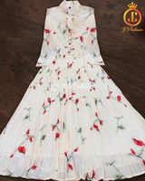 Georgette Gown with Three-Quarter Sleeve