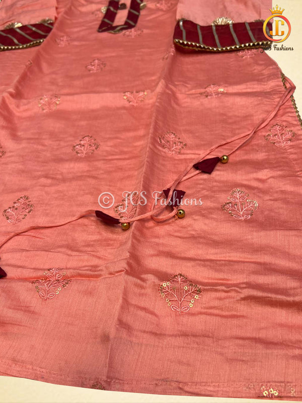 Chanderi Kurti With Sharara and dupatta.