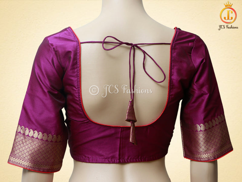 Banarasi Silk saree with Meenakari Work, Handwoven Saree With Fully stitched blouse.