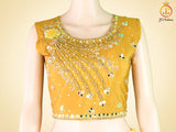 Mirror Work And Crop Top style Silk Lehenga With Net Dupatta