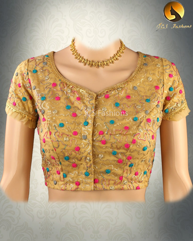Satin Crêpe Saree With fully Stitched Net Detailing Blouse SAREE JCS Fashions