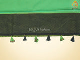 Olive green Kora Muslin Saree with ready to wear designer Blouse
