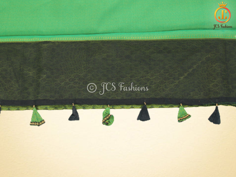 Olive green Kora Muslin Saree with ready to wear designer Blouse