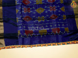 Soft Silk Pattu Saree, All-Over Pochampalli Design, Contrast Color Blouse
