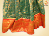 Banarasi Lehenga with Crop Top | Pavadi for Teens | half saree| Bottle Green