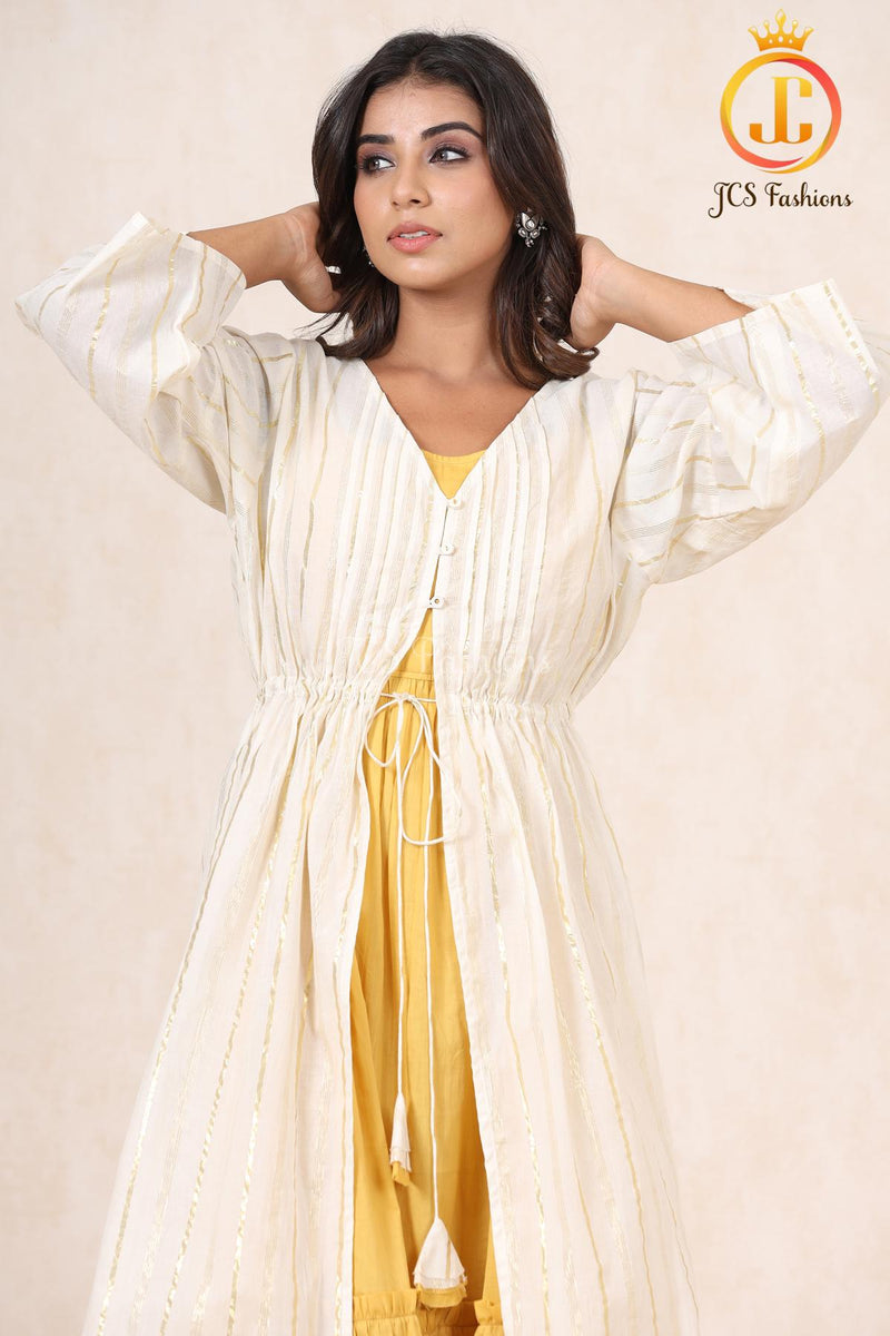 Women Double Layered Lurex Cotton Dress