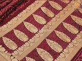 Maroon Pure Khaddi Georgette Rai Bandhej Saree, Silk Mark Certified