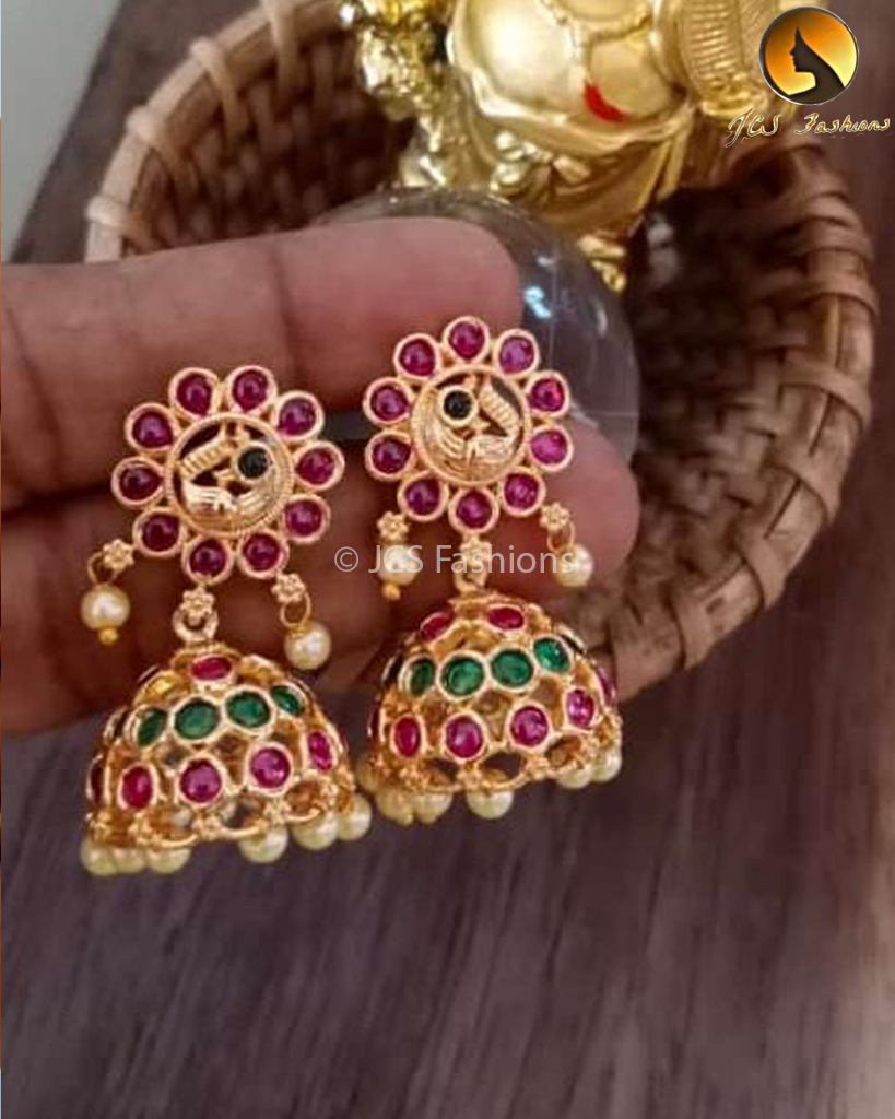 Premium Quality Micro Polished South Screw Back Earrings Jewelry JCS Fashions Pink and Green 1.5"