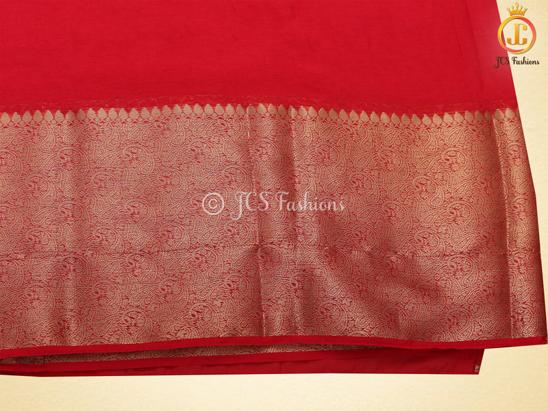 Banarasi Weaving Red Semi Soft Silk Saree With Brocade Blouse