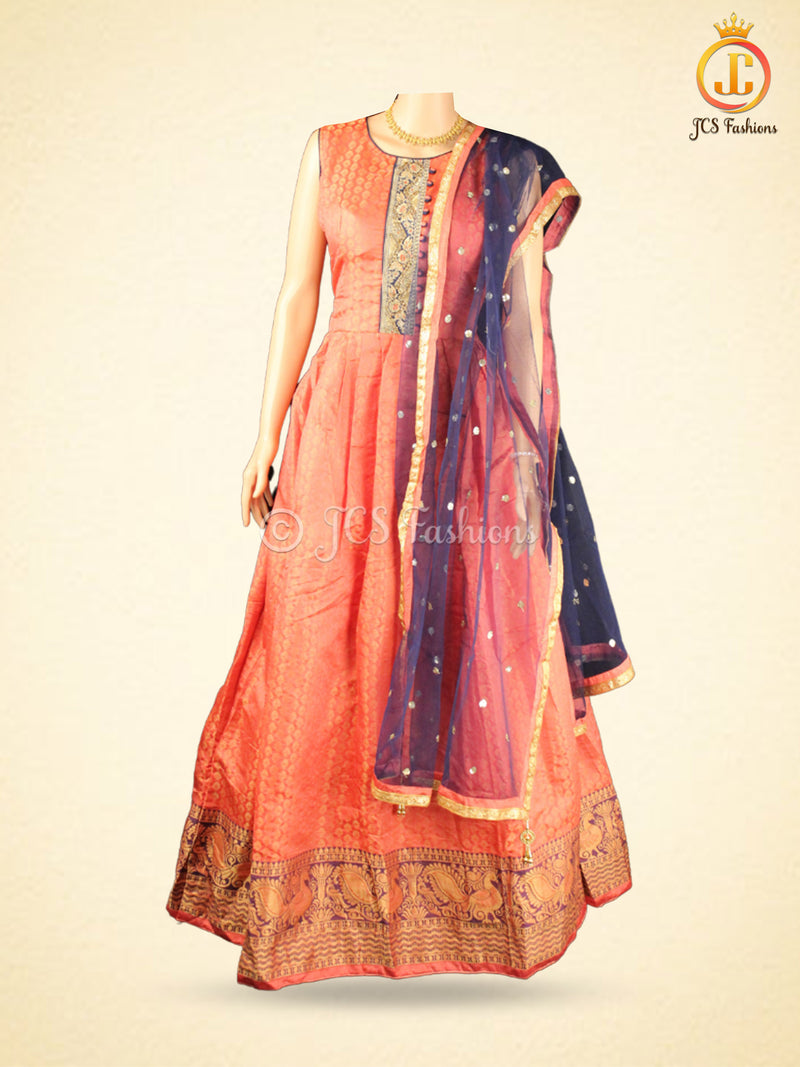 Indo-western Long gown with Stunning dupatta and leggings