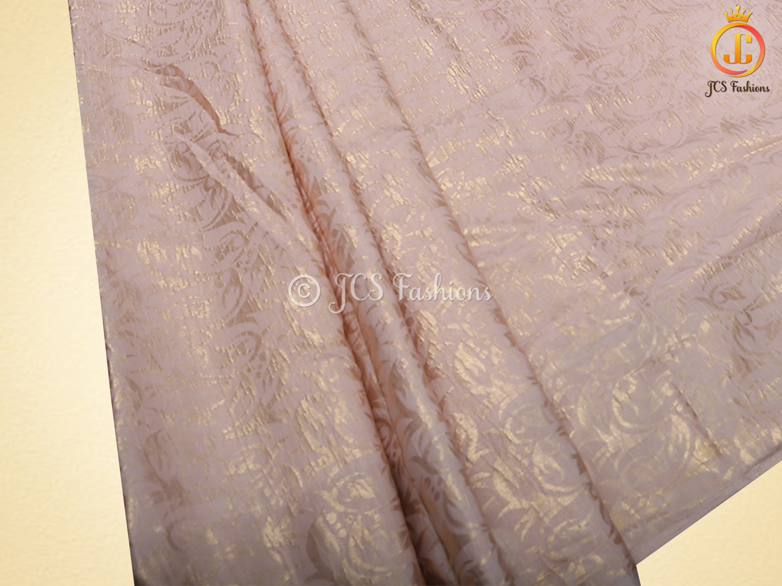 Retro-Type Peach Banarasi Crape Soft Silk Saree With Blouse SAREE JCS Fashions