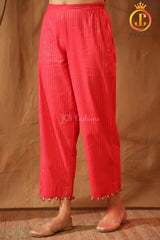 Cotton Shimmery Kurta with Stole, and matching potli pants