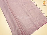 Allover Self-Design Pink Banarasi Crepe Soft Silk Saree With Blouse
