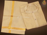 Premium Quality Golden Tissue Suriya Shirt Dhoti Combo