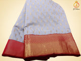 Kanchipuram Blended Silk Saree With fully stitched Blouse, Korvai Border