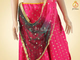 Weaving Zari Buttie Silk Lehenga With Dual Shade Soft Net Dupatta