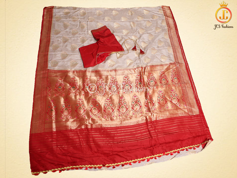 Allover Motifs Patterned Premium Benarasi Pattu Saree With Blouse
