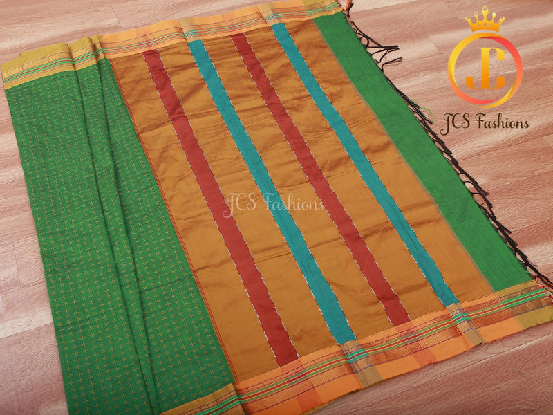 All-Over Star design Ilkal Soft Cotton Silk Saree With Blouse piece